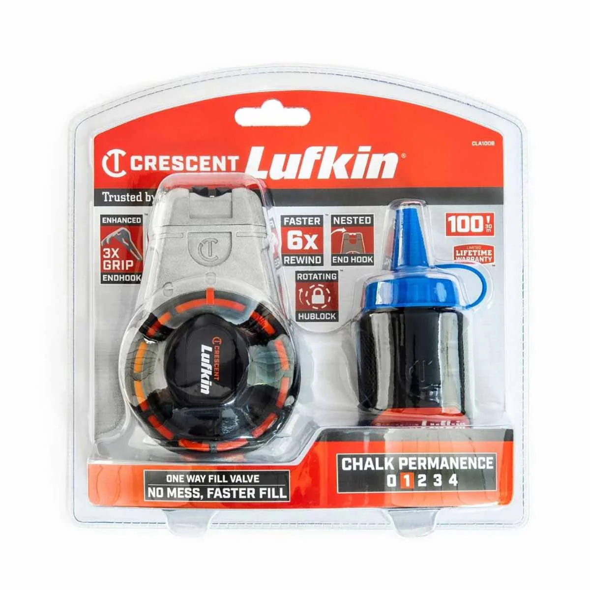 Crescent Lufkin CLA100B 100' Professional Aluminum Chalk & Reel with Blue Chalk - Moutools