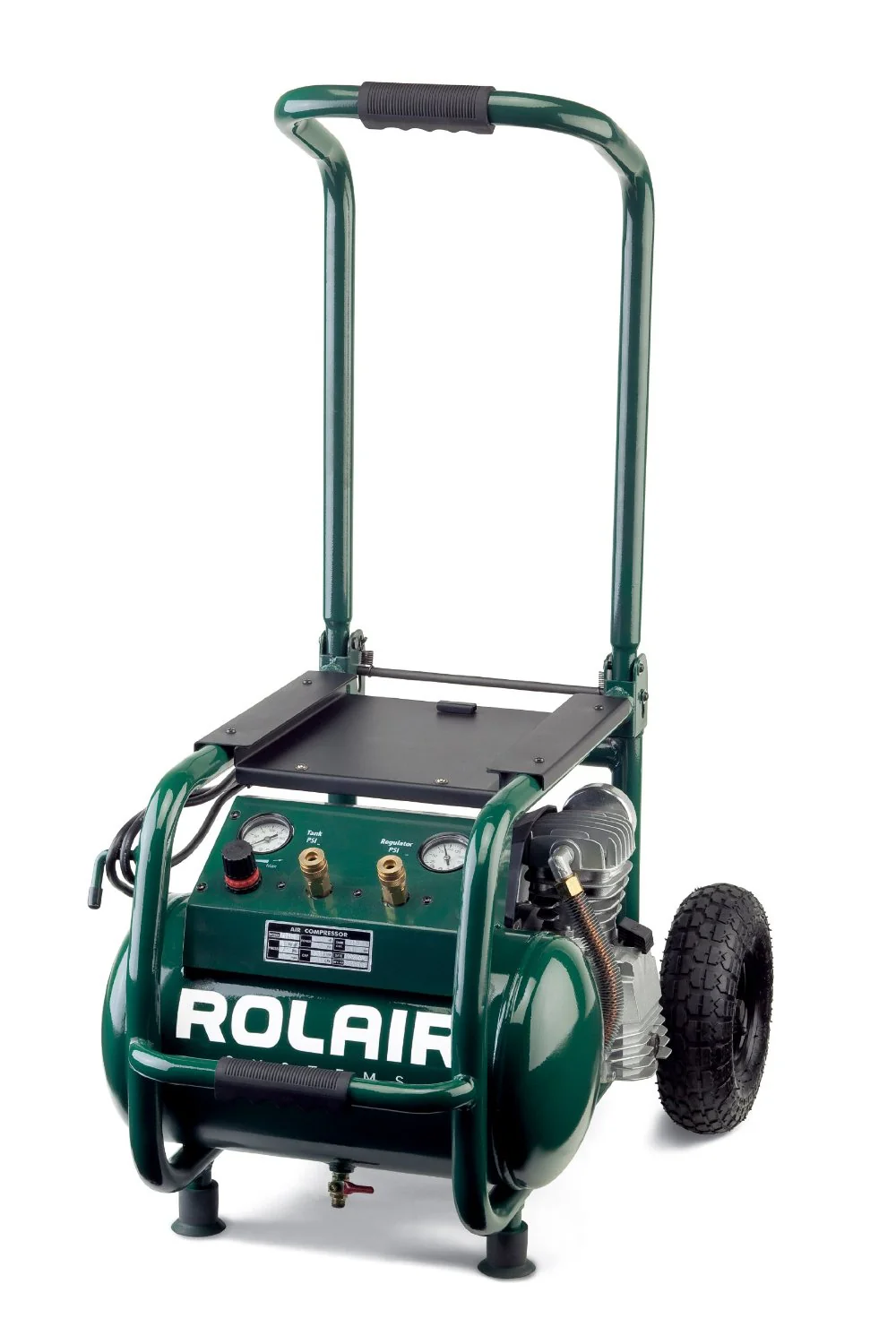 Rolair VT25BIG 2.5 HP 5.3 Gal Wheeled Compressor with Overload Protection and Manual Reset - Moutools