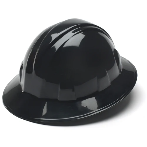Pyramex HP24111 Black Full Brim Style 4 Point Ratchet Suspension Hard Hat - Moutools