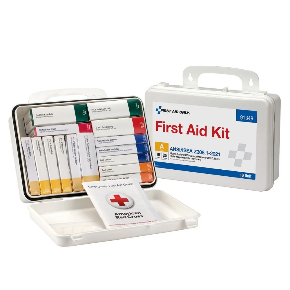 First Aid Only 91349 16 Unit First Aid Kit, 2021 ANSI A,  Plastic Case - Moutools