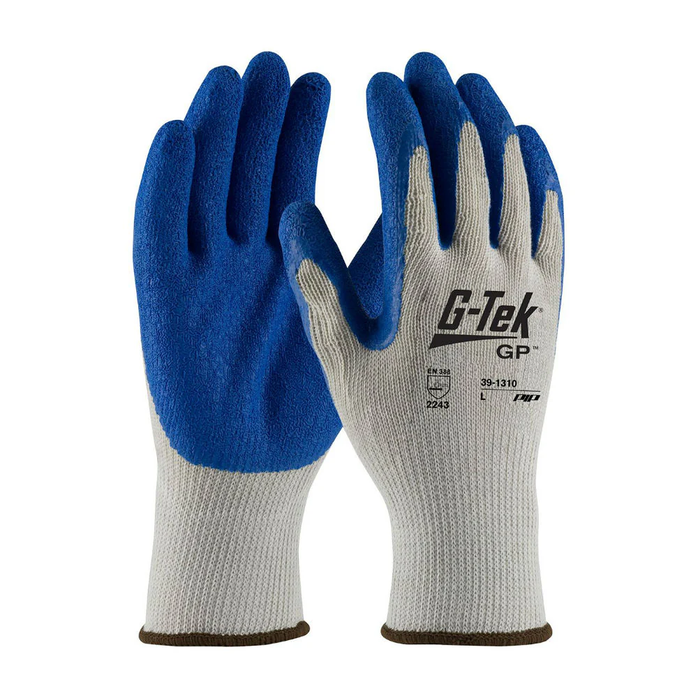 PIP Industrial Products 39-1310/S G-Tek GP, Economy Cotton/Poly Gray 10G Shell, Blue Latex, Small - Moutools