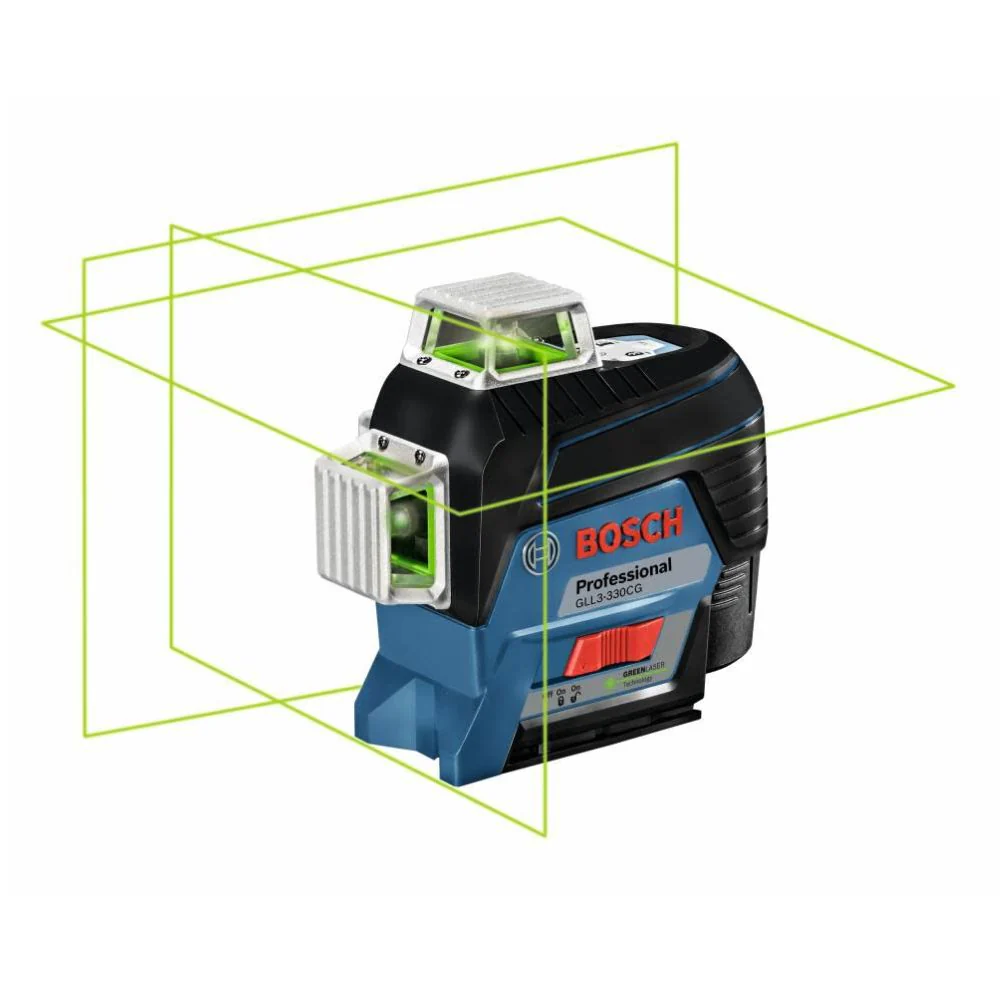 Bosch GLL3-330CG-B 360 Degrees 3 Plane Green Beam Self-Leveling Line Laser Kit - Moutools