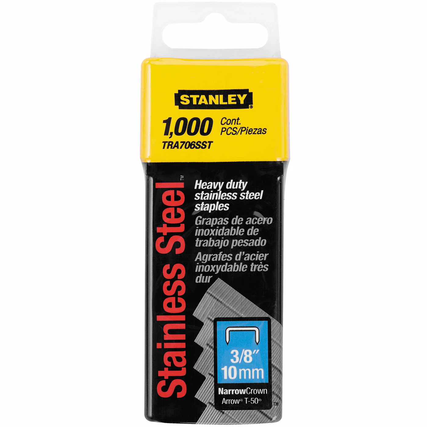 Stanley TRA706SST Heavy Duty Stainless Steel Narrow Crown Staples 3/8