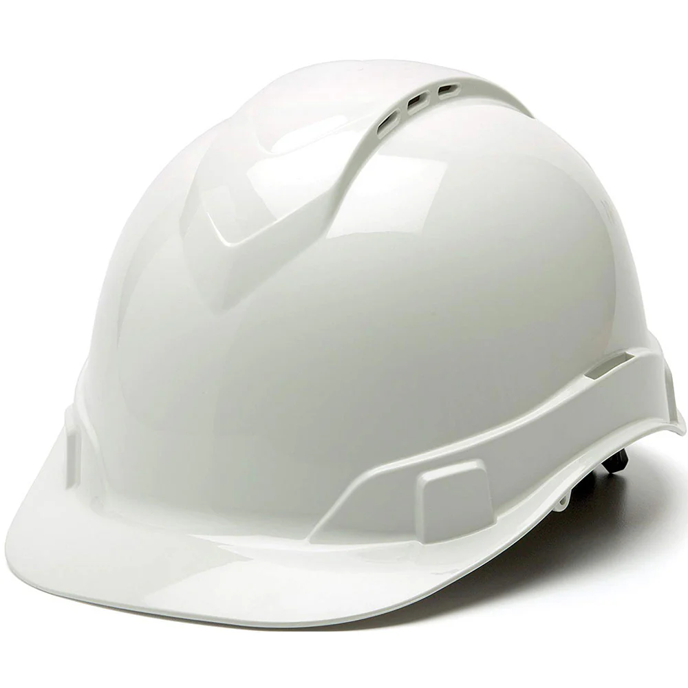 Pyramex HP44110V Ridgeline Vented Cap Hard Hat, 4 Pt Ratchet Suspension, White - Moutools