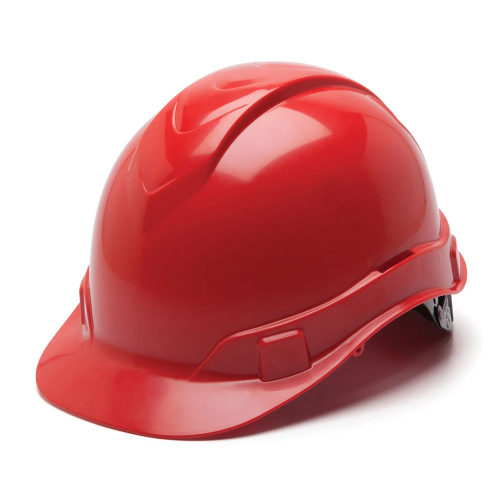 Pyramex HP44120 Ridgeline Hard Hat, Red Cap Style 4 Pt Ratchet Suspension - Moutools