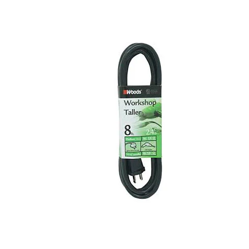 Woods 260 General Purpose Outdoor/Indoor Extension Cord (8 Ft, Black) - Moutools