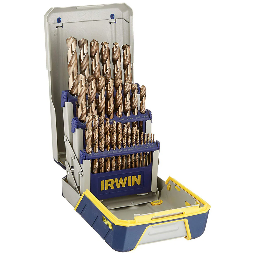 Irwin 3018002 29-Piece Cobalt Alloy Steel M-35 High-Speed Steel Drill Bit Metal Index Set - Moutools