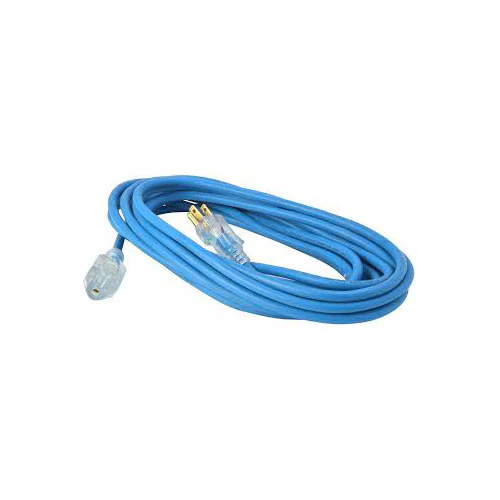 Woods 2434 16/3 Outdoor Cold-Flexible SJTW Extension Cord, Blue with Lighted End, 25-Foot - Moutools