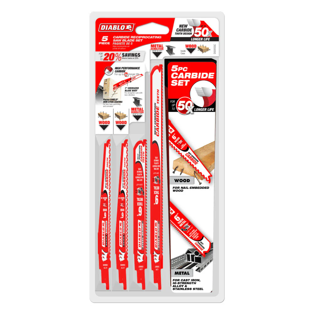 Diablo DS005SC 5 Piece Carbide Recip Set - Moutools