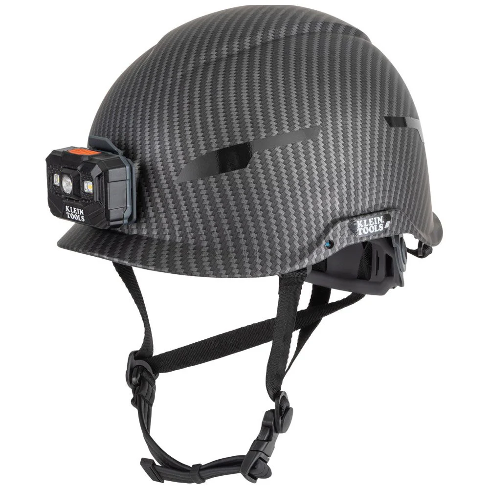 Klein 60515 Safety Helmet, Premium KARBN Pattern, Non-Vented, Class E, Headlamp - Moutools