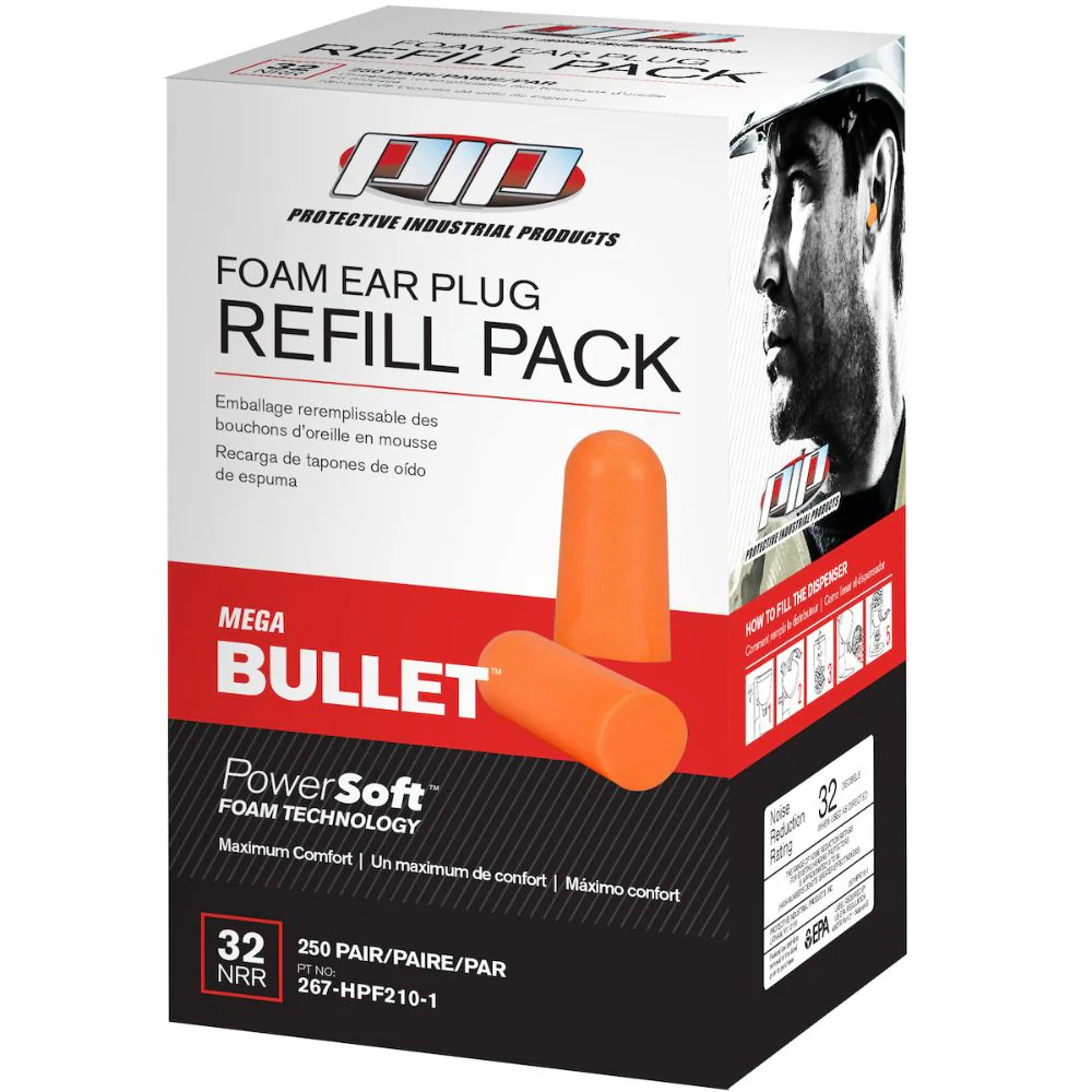PIP 267-HPF210-1 Disposable Soft Polyurethane Foam Ear Plugs - Dispenser Refill Pack - Moutools