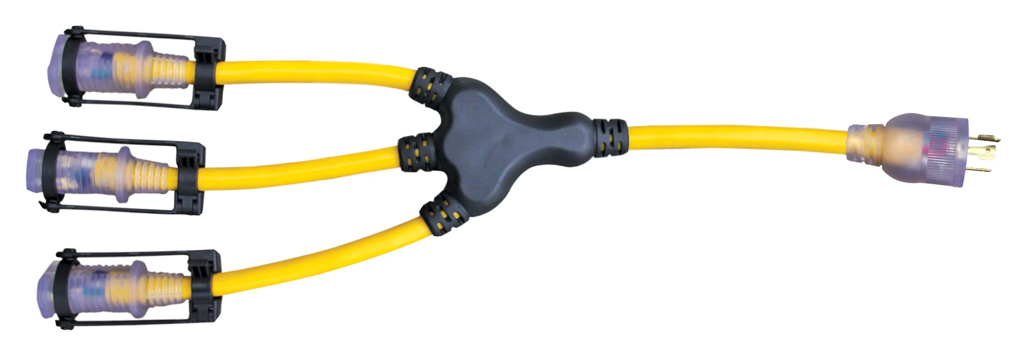 Voltec 04-00214 2' W Generator Adapter - L14-30P to (3x) 5-20R with E-Zee Lock - Moutools