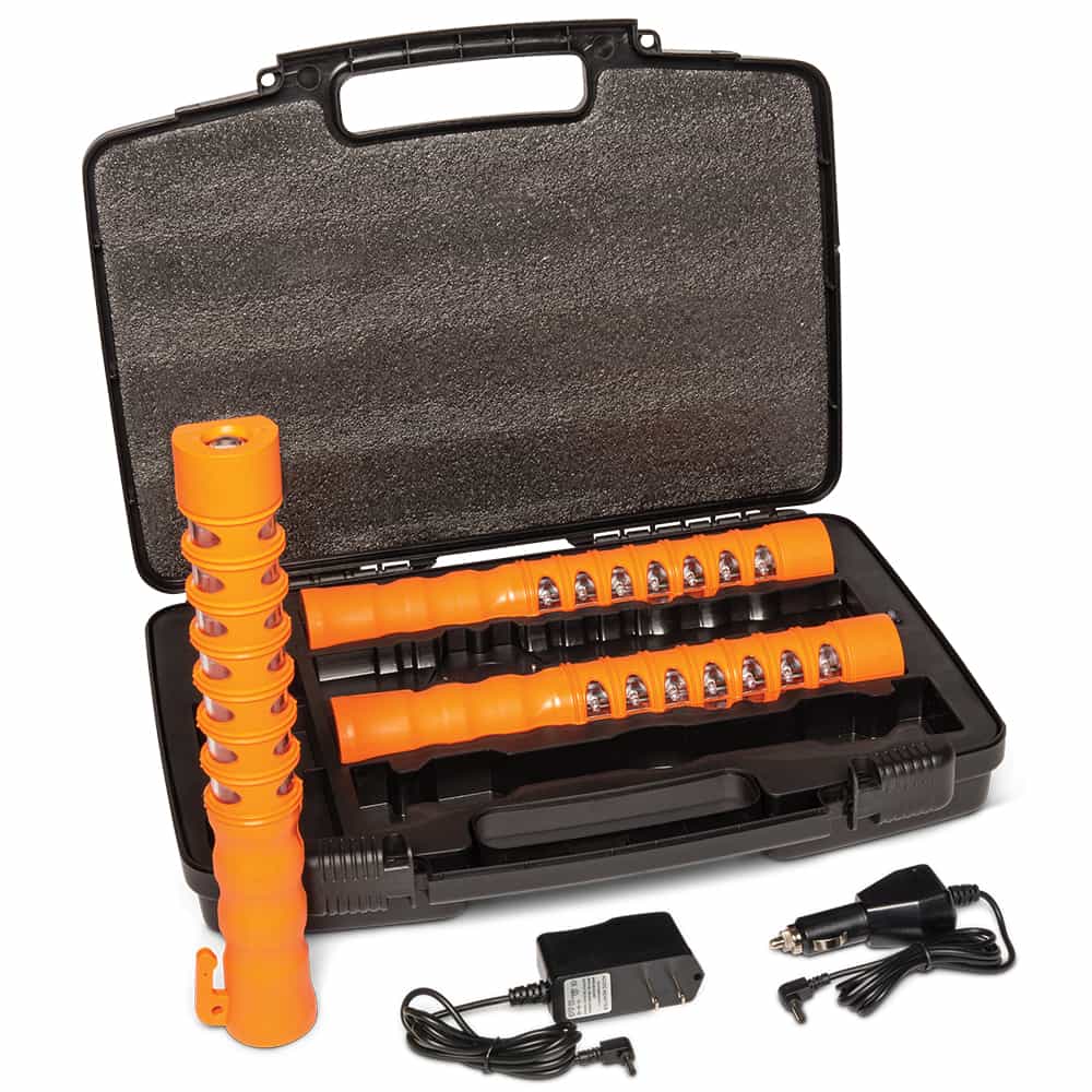 Aervoe 1158 Baton Traffic Flare Kit with Red LEDs, Safety Orange - Moutools