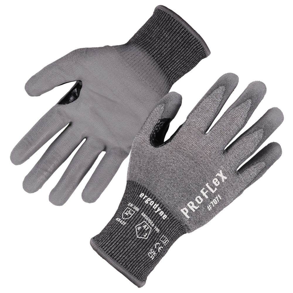 Ergodyne 18073 #7071 1-pair M Gray ANSI A7 PU Coated CR Gloves - Moutools
