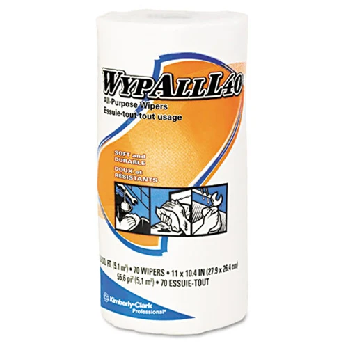 Kimberly Clark 05027 White WYPALL L40 All Purpose Wipers /Shop Towels 70 Sheet Roll - Moutools