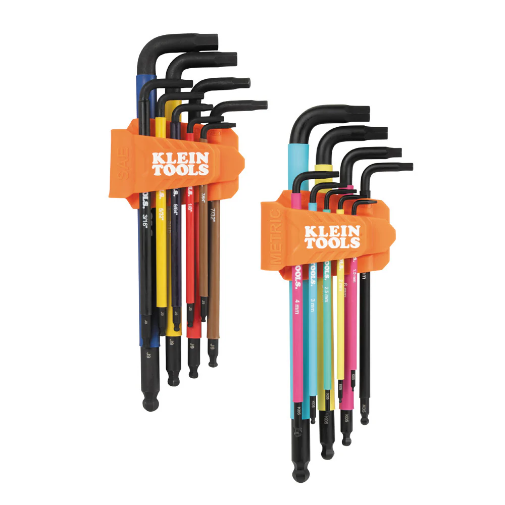 Klein BLS18 Color Coded Hex Key Set, SAE and Metric, 18-Piece - Moutools