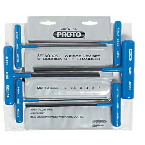 Proto J4969 6 Pc. Metric T-Handle Hex Key Set - Moutools