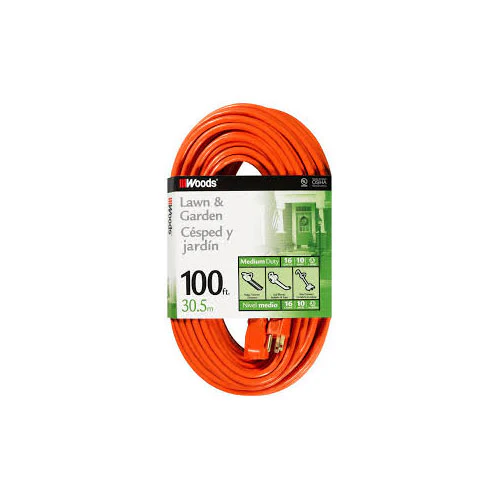 Woods 269 16/3 SJTW General Purpose Extension Cord, Orange, 100-Foot - Moutools