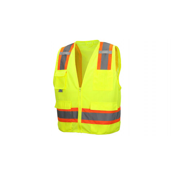 Pyramex RVZ2410SEL Safety Vest - Hi-Vis Lime - Self-Extinguishing - Size Large - Moutools