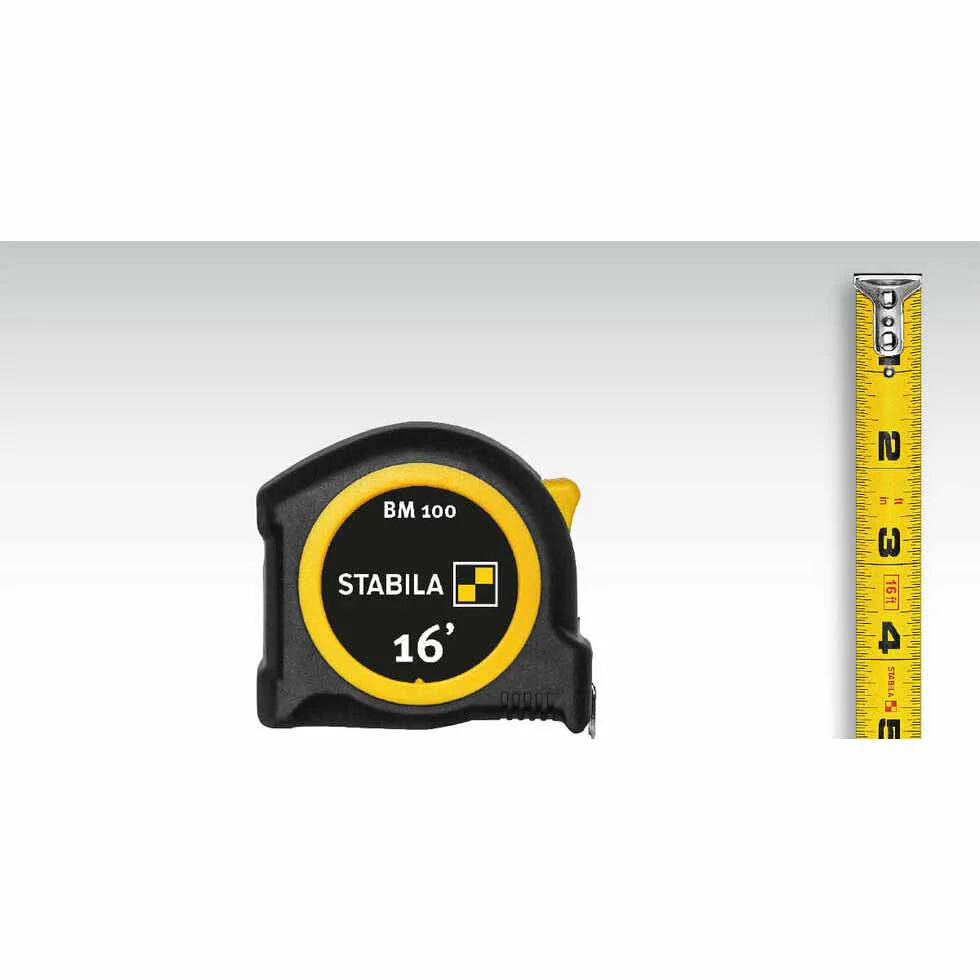 Stabila 30716 16' Pocket Tape BM 100 Imperial Scale, Lightweight - Moutools