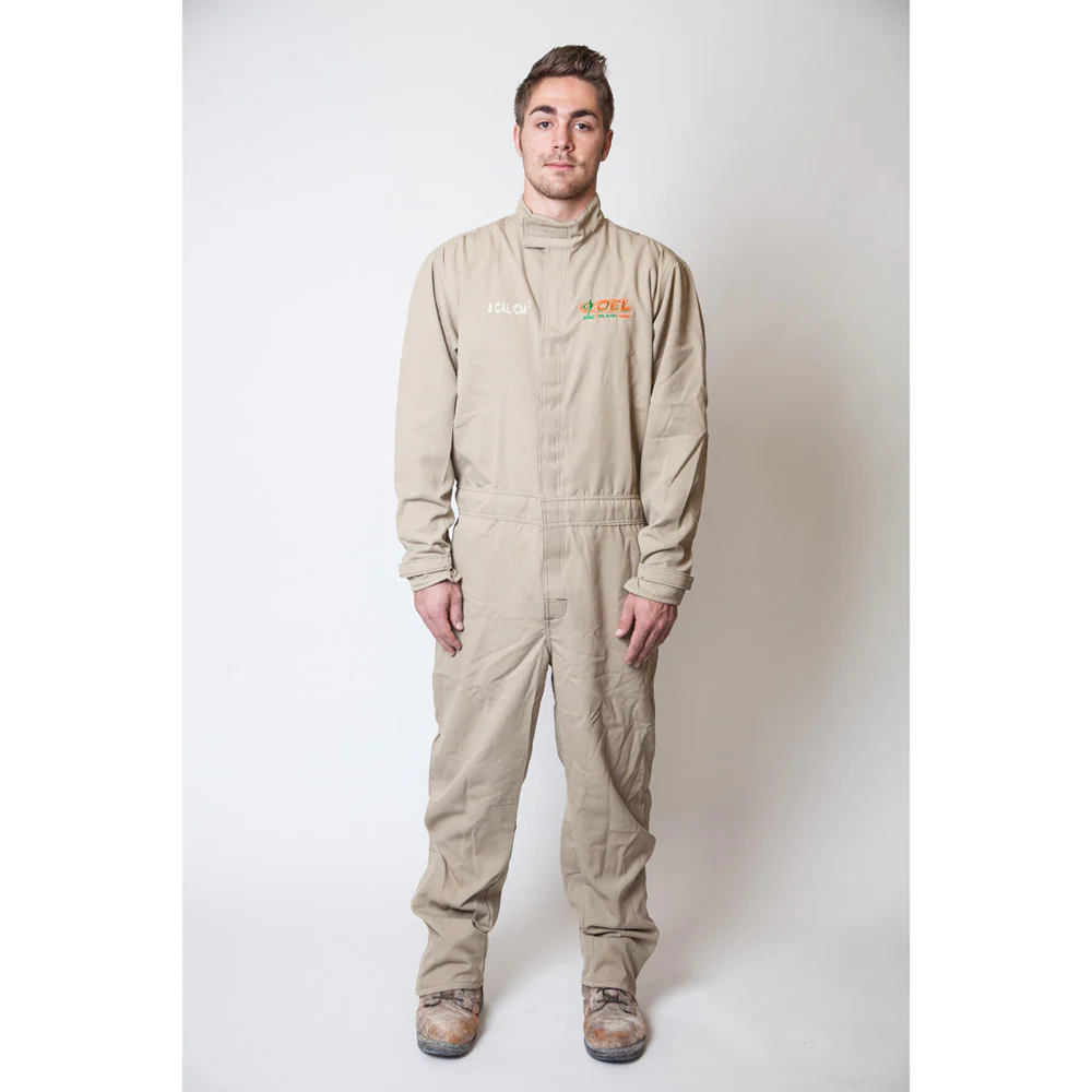 OEL AFW-080-PFC-L Arc Flash Coverall 8 Cal, Large, Khaki Color - Moutools