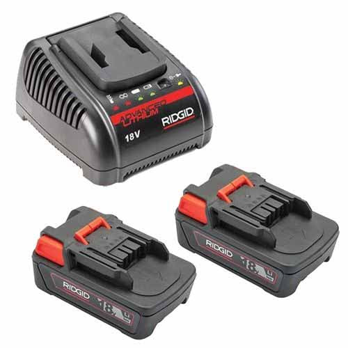 Ridgid 66013 18V 2.5AH Lithium Ion Batteries (2ea) & Charger Kit - Moutools