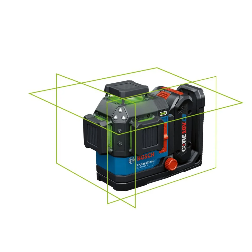 Bosch GLL330-80CGL 18V 360 Degree Connected Green-Beam Three-Plane Leveling and Alignment Laser with (1) 4 Ah Battery - Moutools