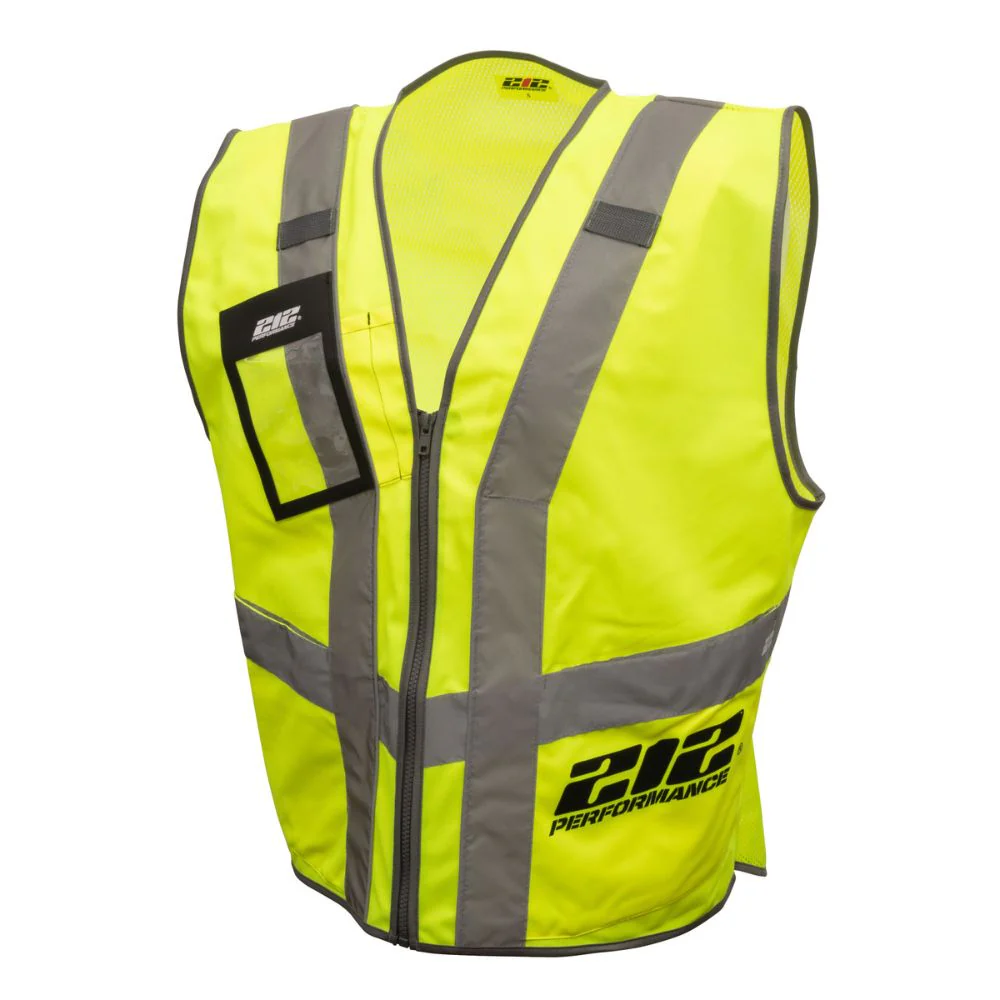 212 Performance VSTPERF-8812 Multi-Purpose Hi-Viz Safety Vest with Windowed Badge Pocket, 2X-Large Yellow;Reflective Gray - Moutools