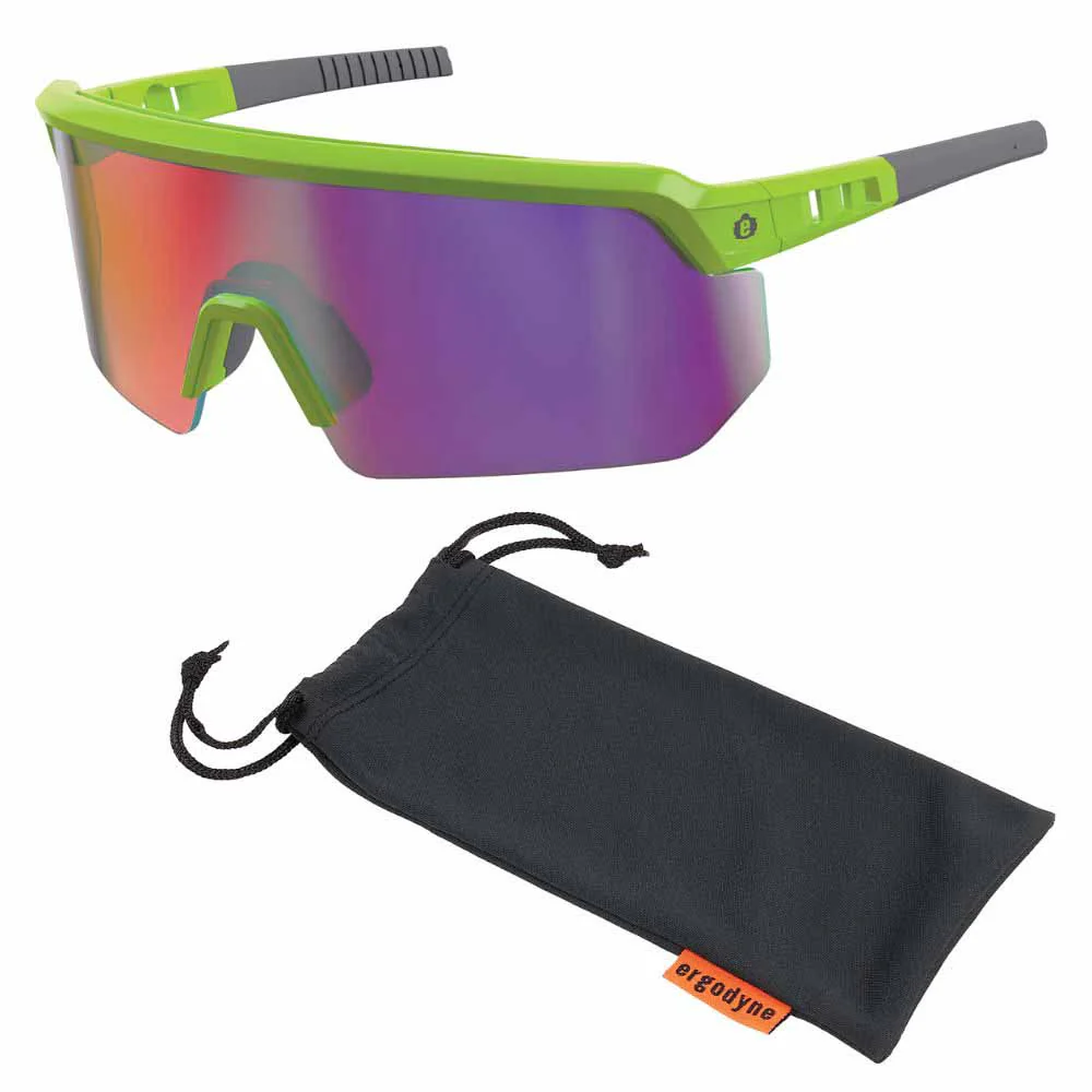 Ergodyne 55015 AEGIR-MI Lime Frame Purple Mirror Lens Safety Glasses - Moutools
