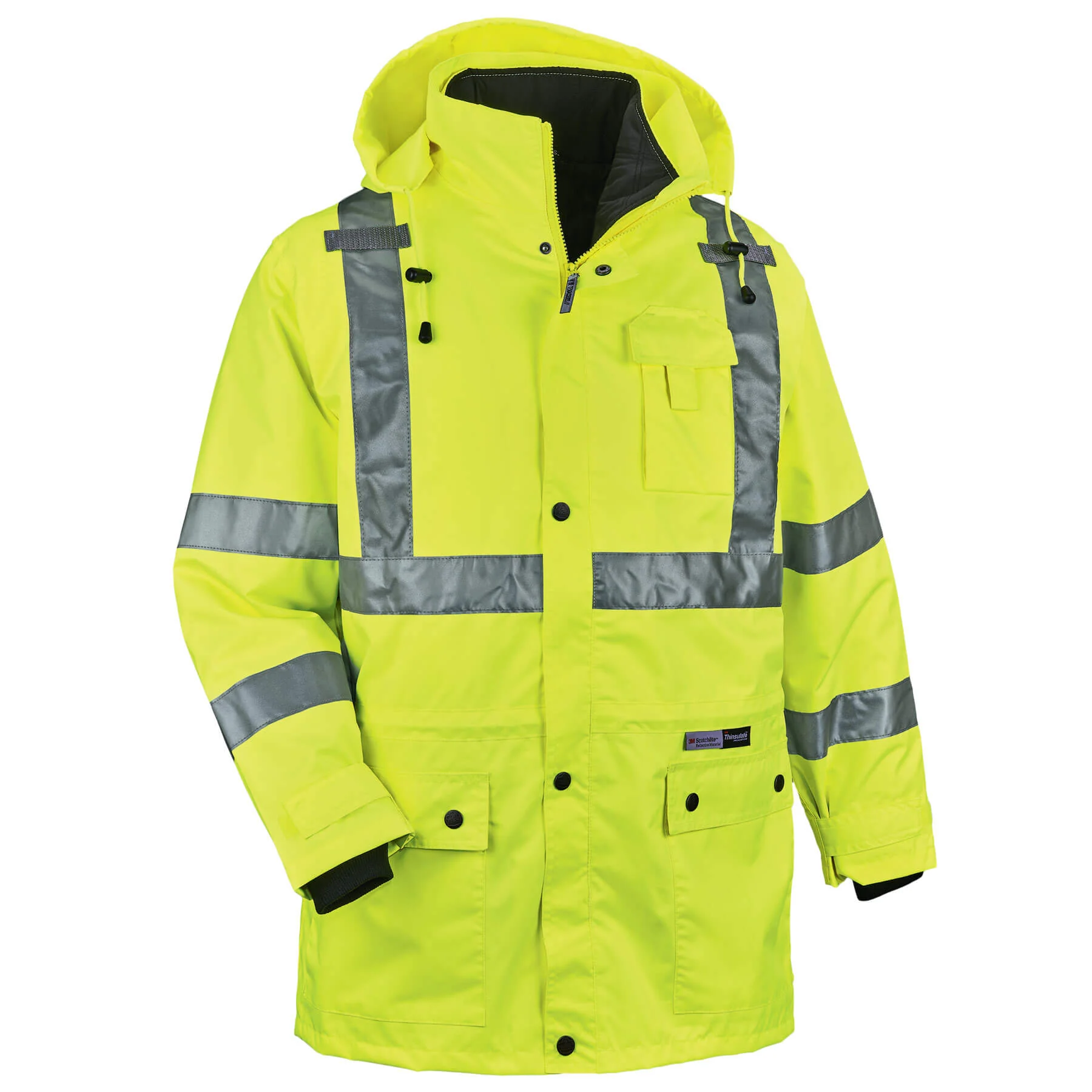 Ergodyne 24386 GloWear 8385 Type R Class 3 4-in-1 Jacket, 2XL, HV Lime - Moutools