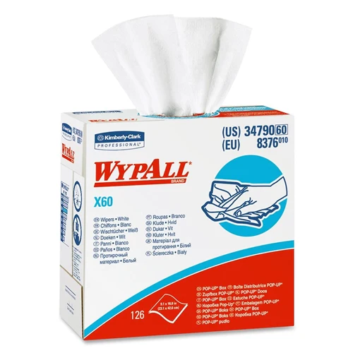 Kimberly Clark 34790 White Wypall X60 Shop Towels 126 Sheet Box - Moutools