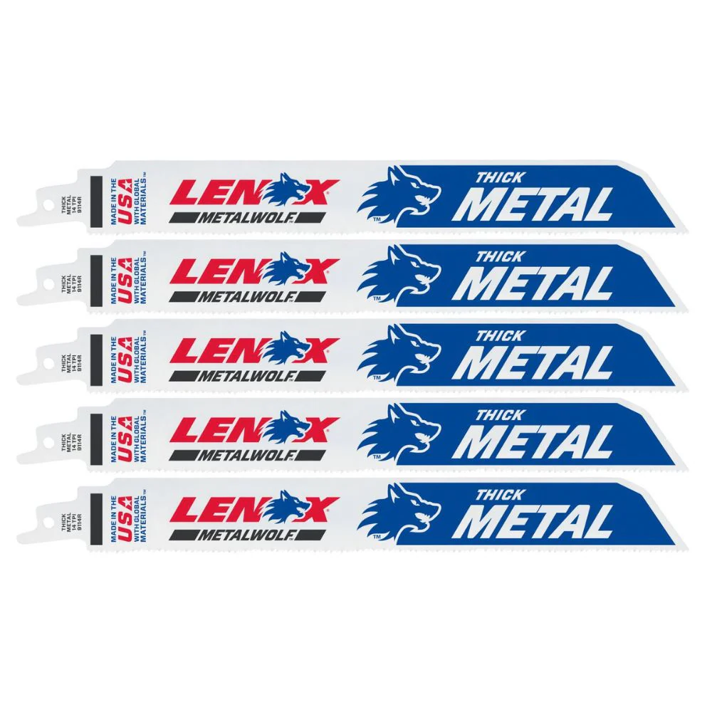 Lenox 201789114R METALWOLF 9 in. 14 TPI WAVE EDGE Reciprocating Saw Blade (5 PK) - Moutools
