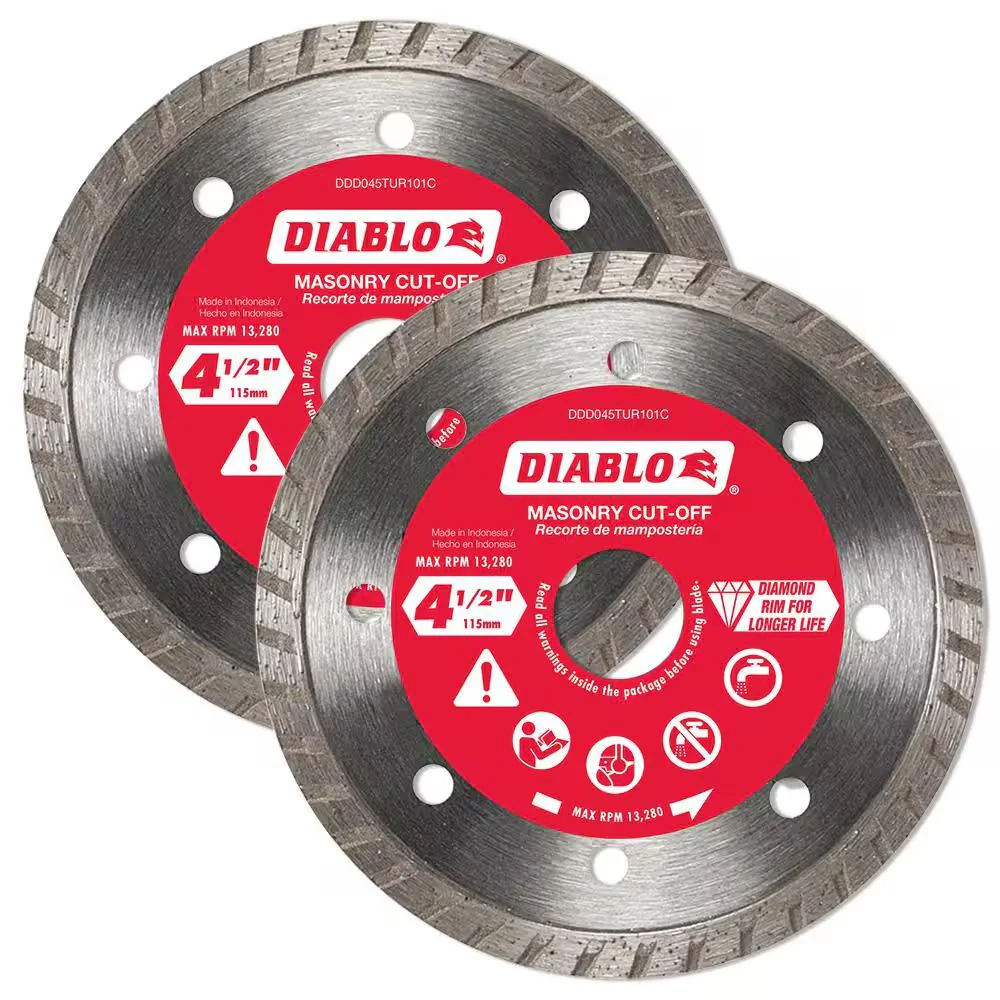 Diablo DDD045TUR1VP Diamond for Masonry 4 1/2 Turbo 2-Pack User Tria - Moutools