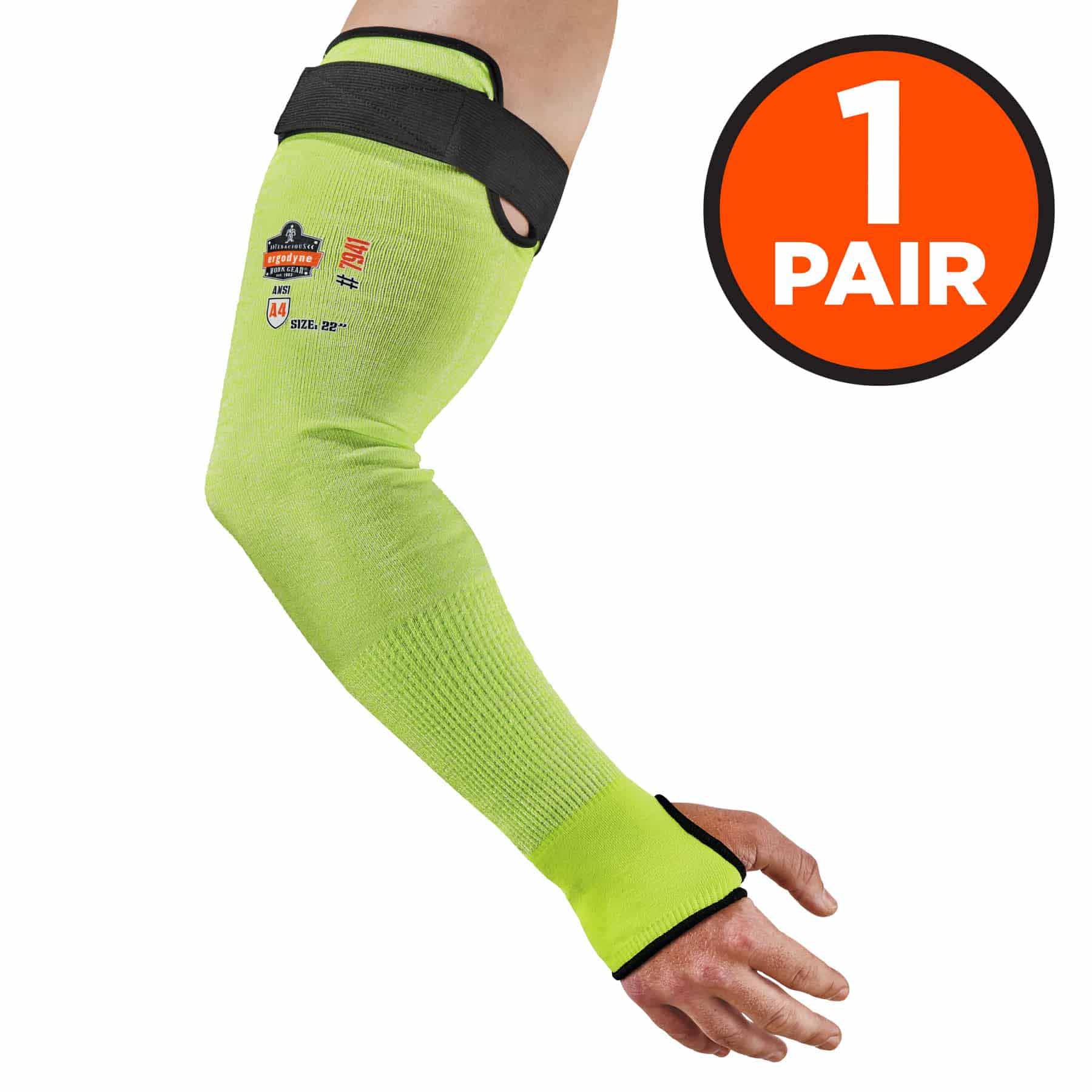 Ergodyne 17945 7941-PR 22 in Lime CR Protective Arm Sleeve 1-Pair - Moutools