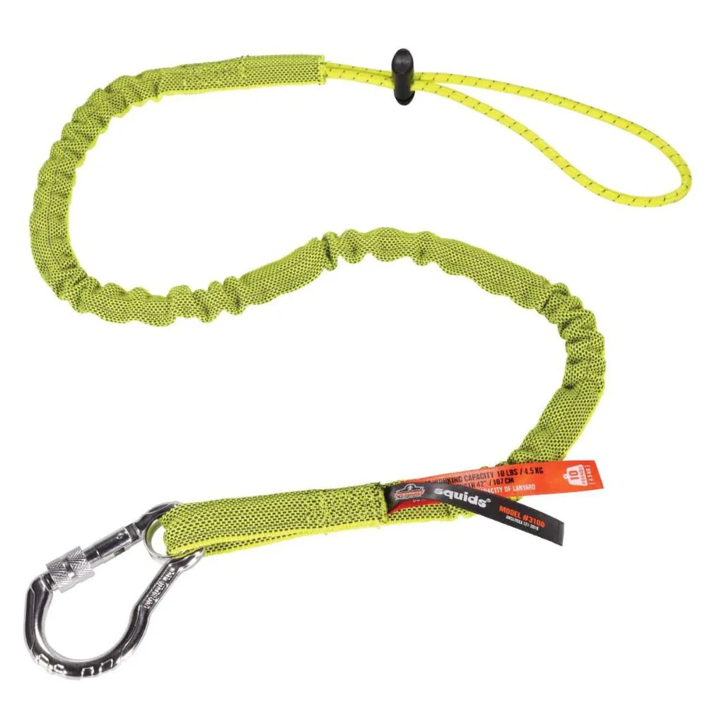 Ergodyne 19203 #3100-Bulk Single Carabiner Tool Lanyard -10lbs, Lime Green, (10pk) - Moutools
