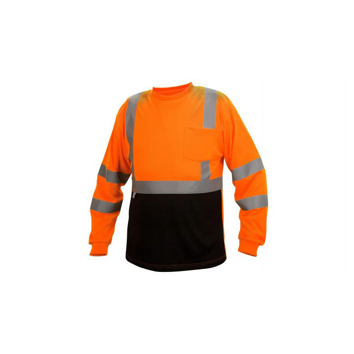 Pyramex RLTS3120BX5 Hi-Vis Orange/Black Lightweight Long Sleeve T-Shirt 5X Large - Moutools