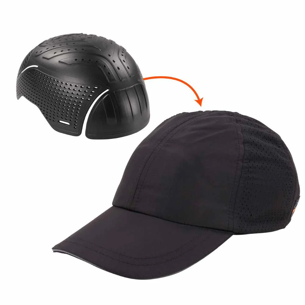 Ergodyne 23451 8947 M/L Black Lightweight Baseball Hat Bump Cap Insert - Moutools