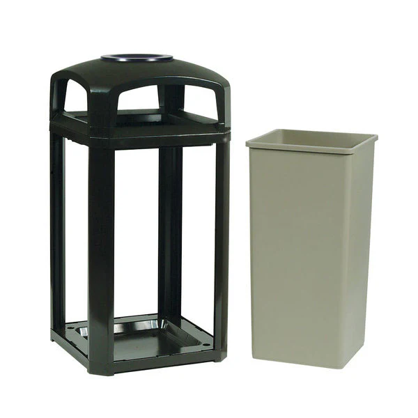 Rubbermaid FG397501BLA Landmark Series Classic Container/Trash Can, Dome Top with Ashtray, F - Moutools