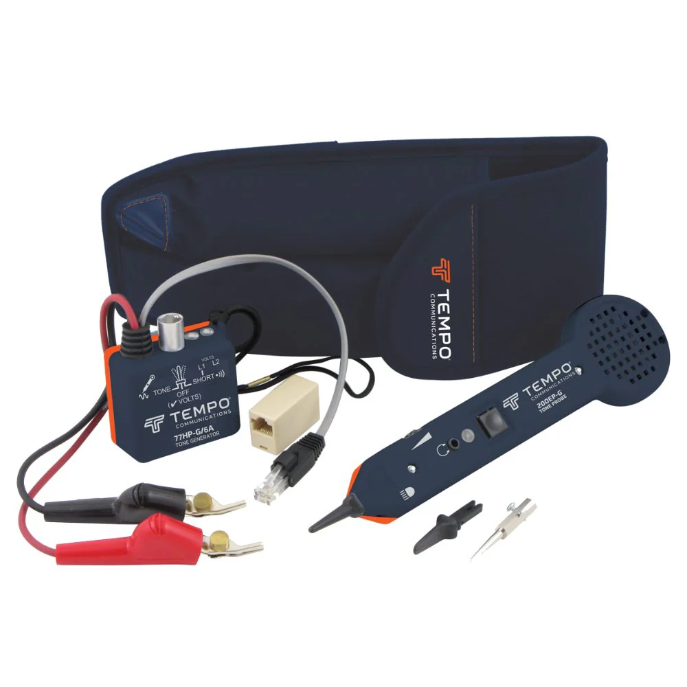 Tempo 701K-G/6A Professional Tone & Probe Tracing Kit with ABN test clips - Moutools