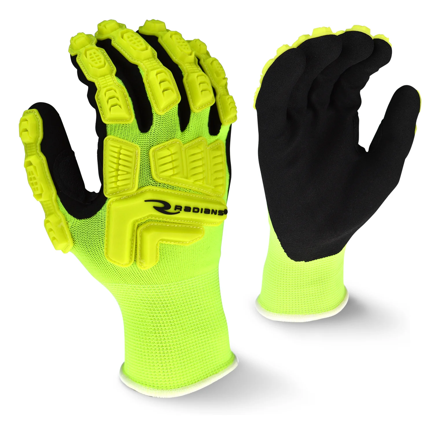 Radians RWG21L Large Hi-viz Lime Work Glove With TPR Back Of Hand - Moutools