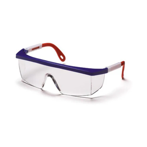 Pyramex SNWR410S Clear Lens Safety Glasses - Red/White/Blue Frame Integra Glasses - Moutools