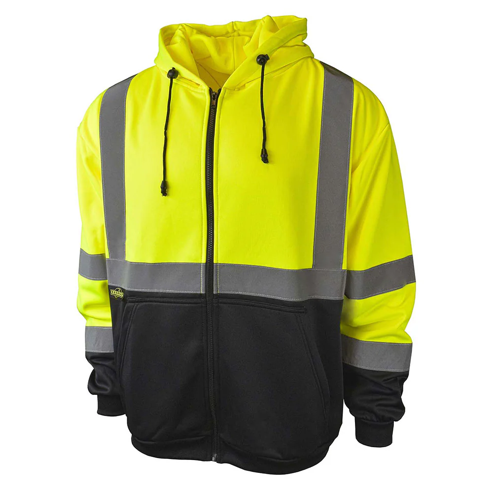 Radians SJ01B-3ZGS-L Hi Viz Class 3 Black Bottom Sweatshirt, Green, Large - Moutools