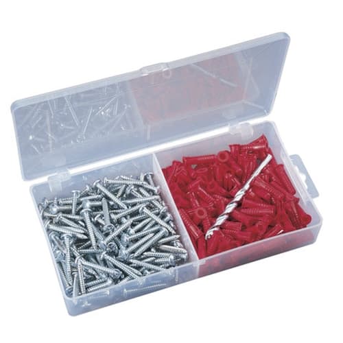 IDEAL 90-052 Flange-Type Plastic Anchor Kit, Contents: (100) #10-12x1