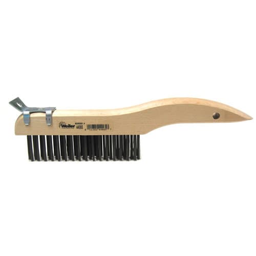 Weiler 44065 Hand Wire Scratch Brush w/Scraper, .012 Steel Fill, Shoe Handle, 4 x 16 Rows - Moutools