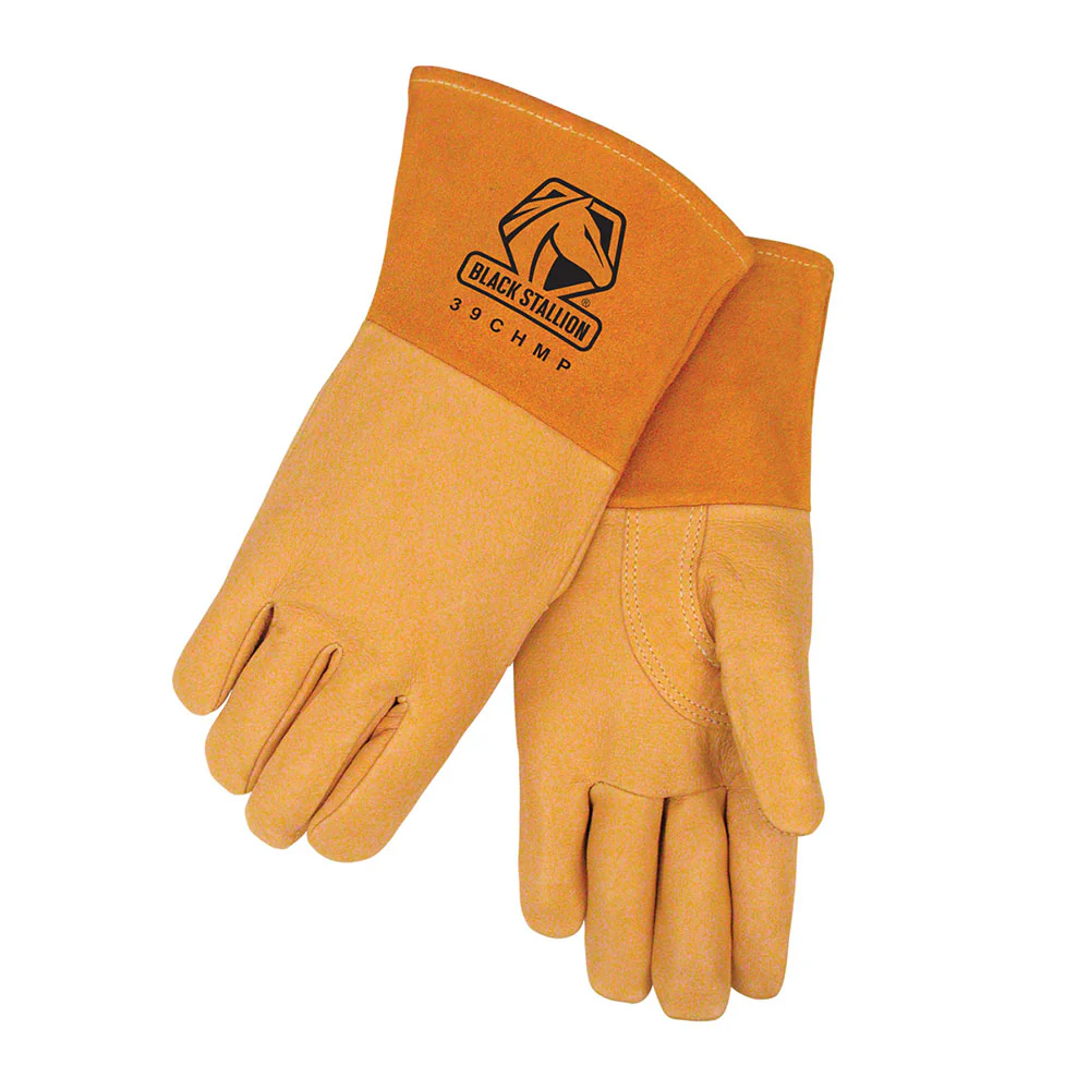 Black Stallion 39CHMP-L Mighty Mig Champion Premium Grain Pigskin Welding Gloves, Large - Moutools