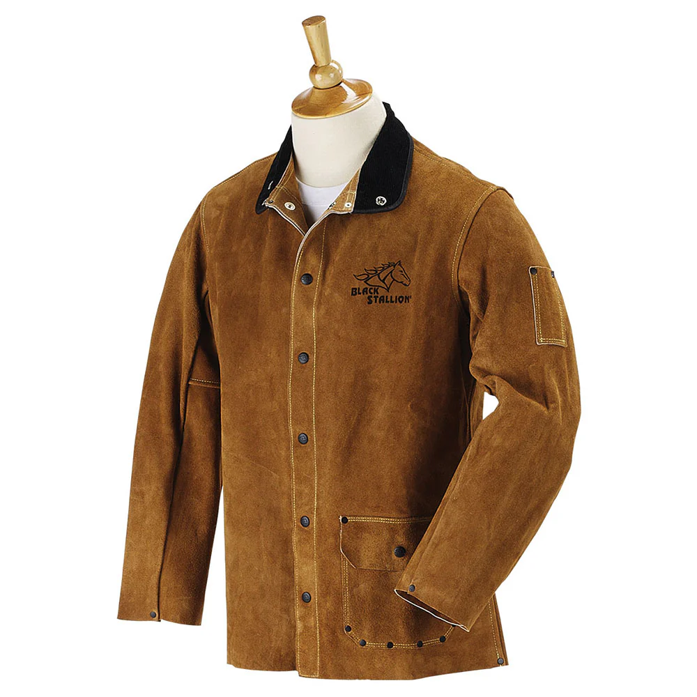 Black Stallion 30WC-S Side Split Cowhide Leather Welding Coat, Small - Moutools