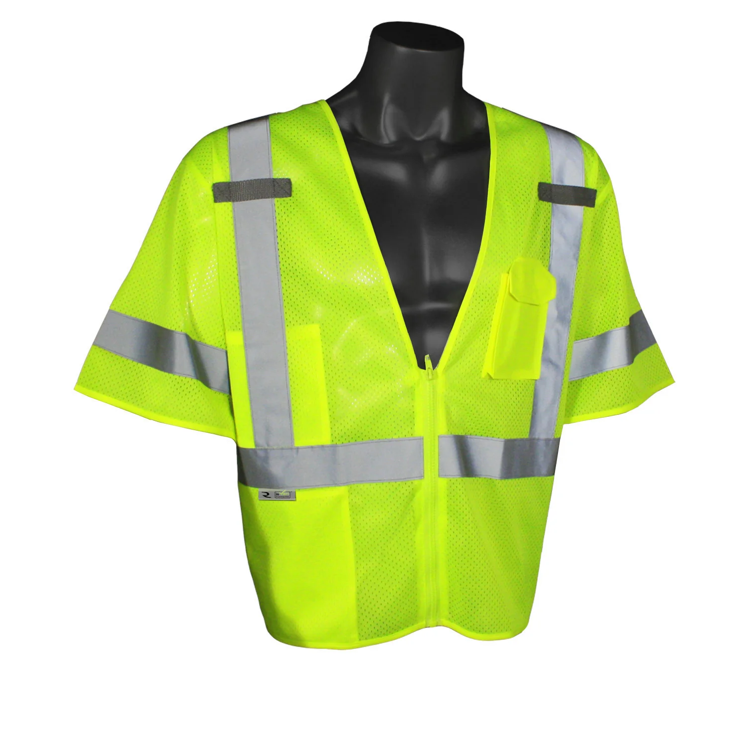 Radians SV3ZGM-S/M Small/Medium Class 3 Hi-Viz Green Mesh Safety Vest w/ Zipper, 3 Pockets - Moutools