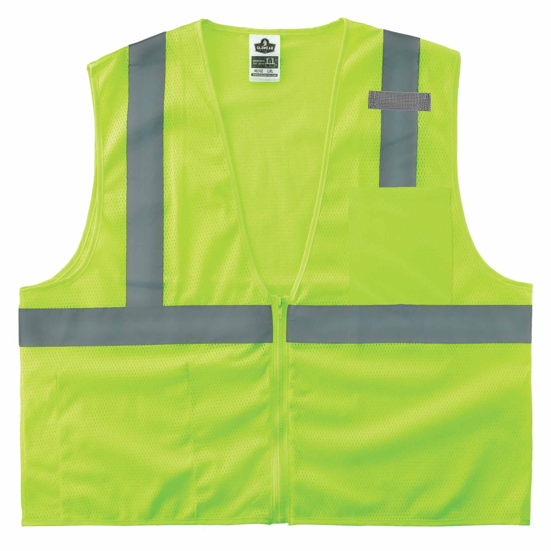 Ergodyne 21051 8210Z XS Lime Class 2 Economy Mesh Vest - Zipper - Moutools