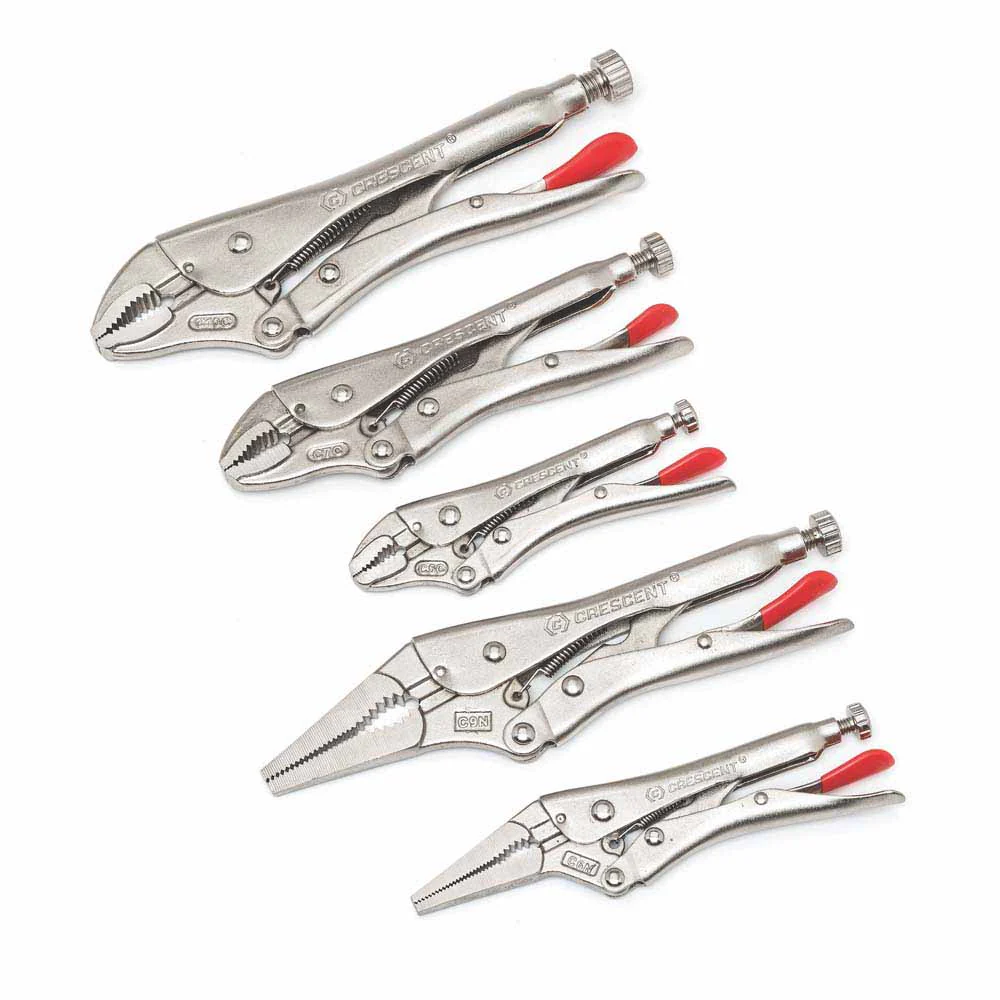 Crescent CLP5SETN-08 5 Piece Curved and Long Nose Locking Plier Set - Moutools