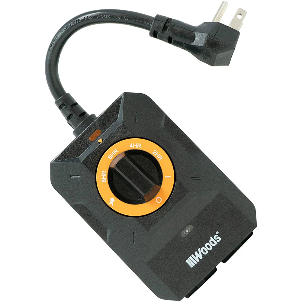 Woods 50122WD Outdoor Dusk to Dawn Lighting Timer, 2 Grounded Outlets - Moutools